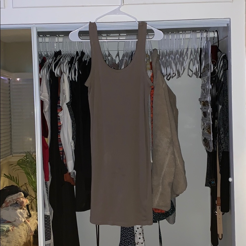 Tan casual mid tight dress. casual or dressing up